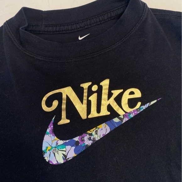 NIKE Black Floral Crop Top Tee - Picture 5 of 7